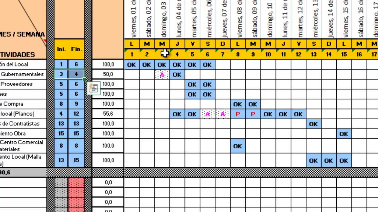 CONTROL PROYECTO / ACTIVIDADES EXCEL - FORMULACION PROYECTOS