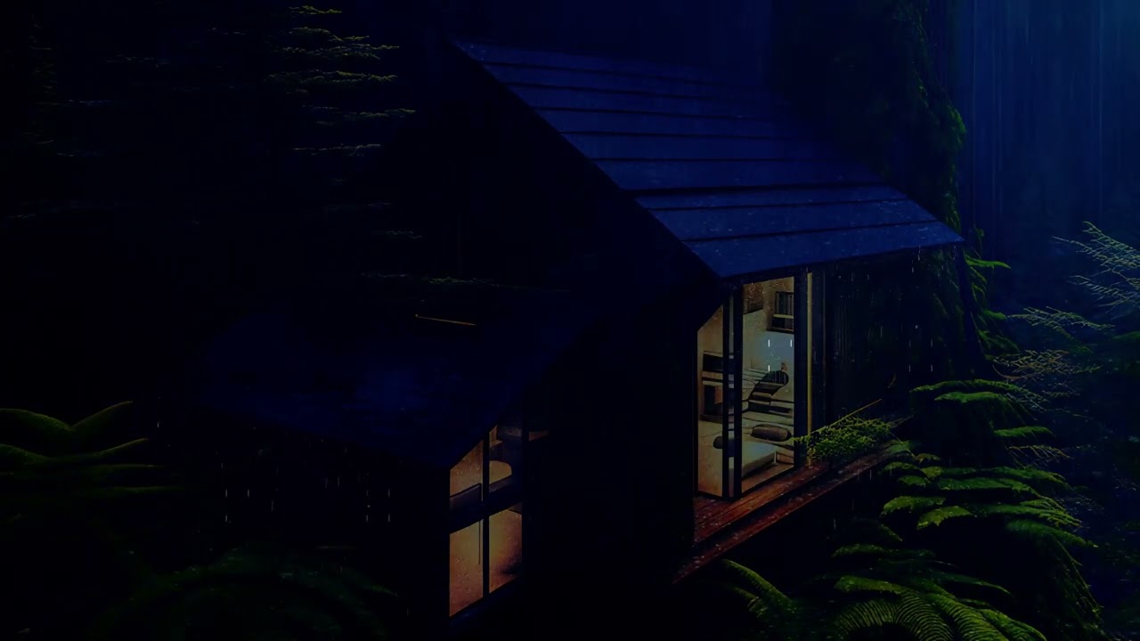 10 Hours of Night Rain Outside a Cozy Cabin 🌧️ | Sleep & Relaxation
