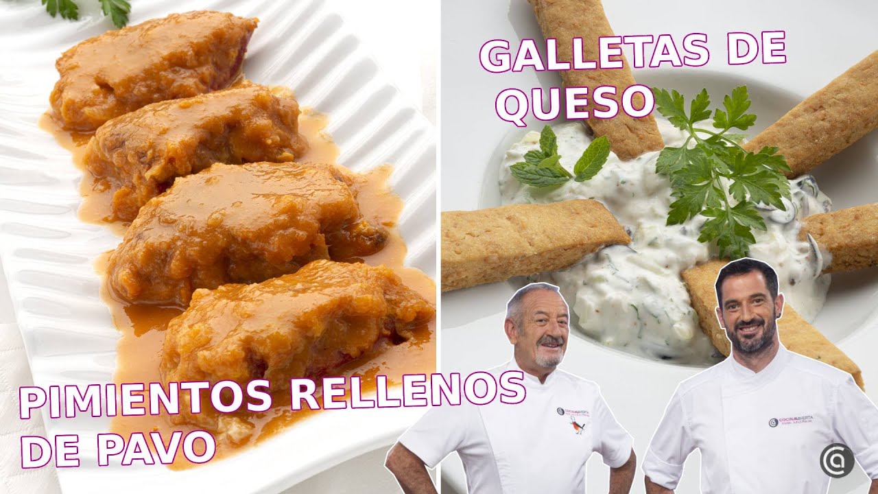 PIMIENTOS RELLENOS de pavo y GALLETAS de queso con salsa TZATZIKI // Joseba y Karlos Arguiñano