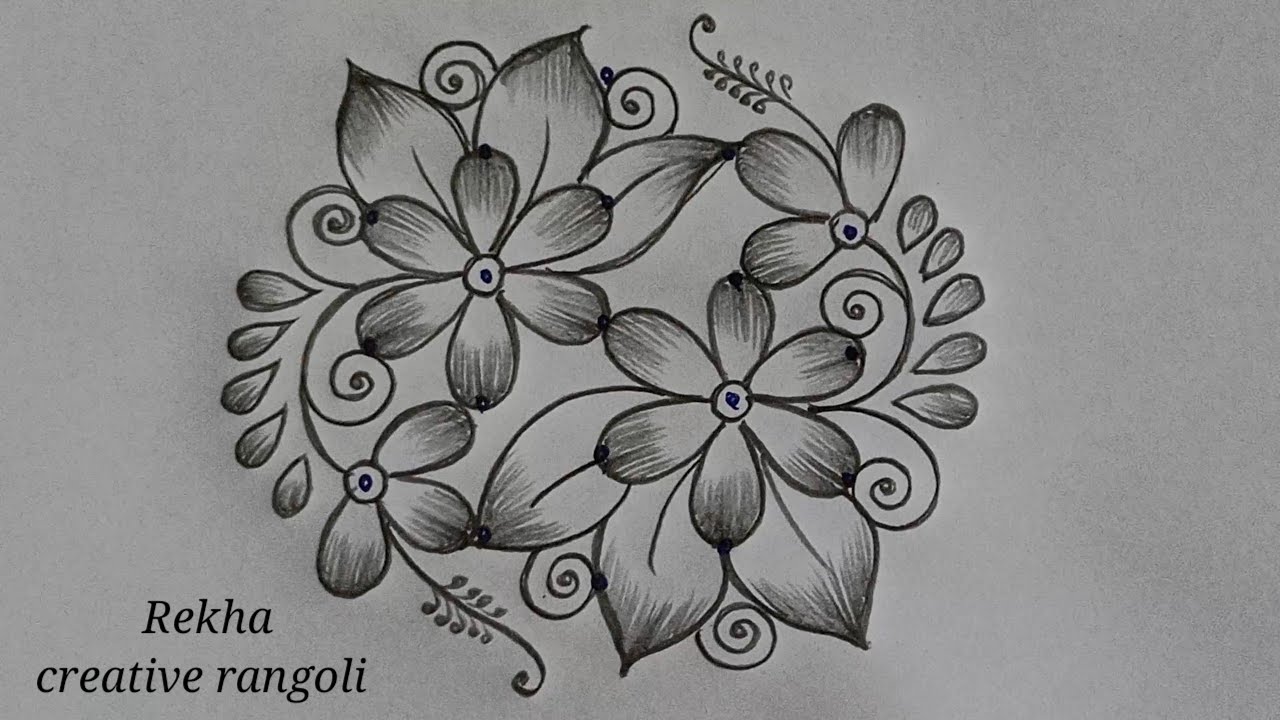 latest flower rangoli (5*3) | easy trendy kolangal | simple rangoli designs @rekhacreativerangoli