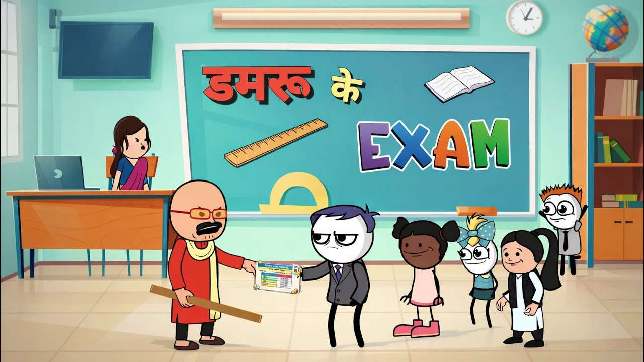 डमरू के एग्जाम में बड़ा धमाका 😱 | Funny School Cartoon | Damru Exam Comedy 2026