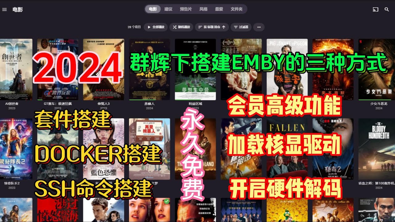 新手在群晖nas下搭建Emby的三种方式，成功在docker下调用核显驱动，开启硬件解码，打造属于你自己的个人影音中心