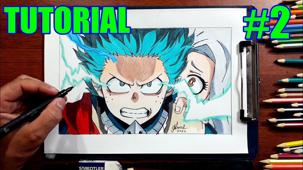 COMO COLORIR O MIDORIYA 100% One For All - Boku no Hero! - Cómo dibujar anime