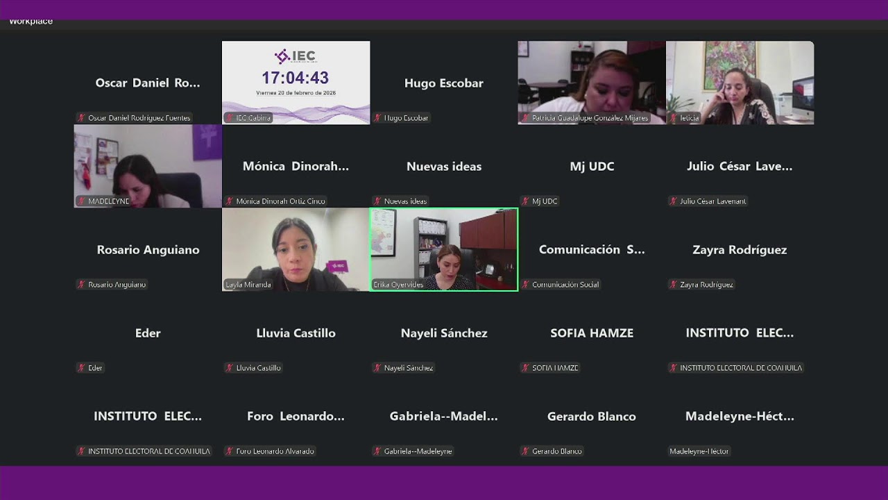 Febrero 20 de 2026. Sesiones Ordinarias de las Comisiones del Instituto Electoral de Coahuila.