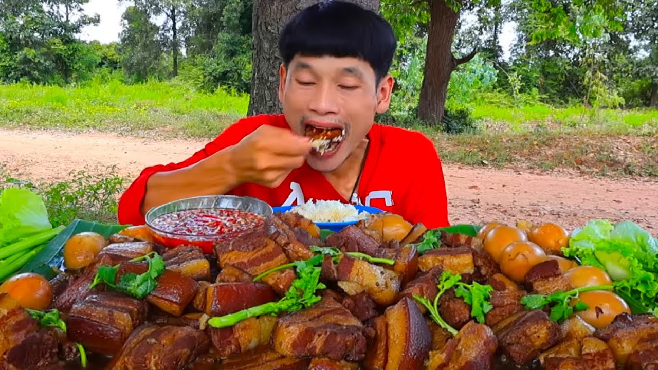 พะโล้หมูสามชั้นจิ้มซีฟู๊ดแซ่บคักอีหลีครับพี่น้องMUKBANG EATING SHOW/โก้อีสานพาแดก