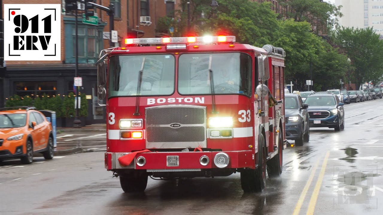 Boston Fire Trucks Responding | Engine 33 and Ladder 15