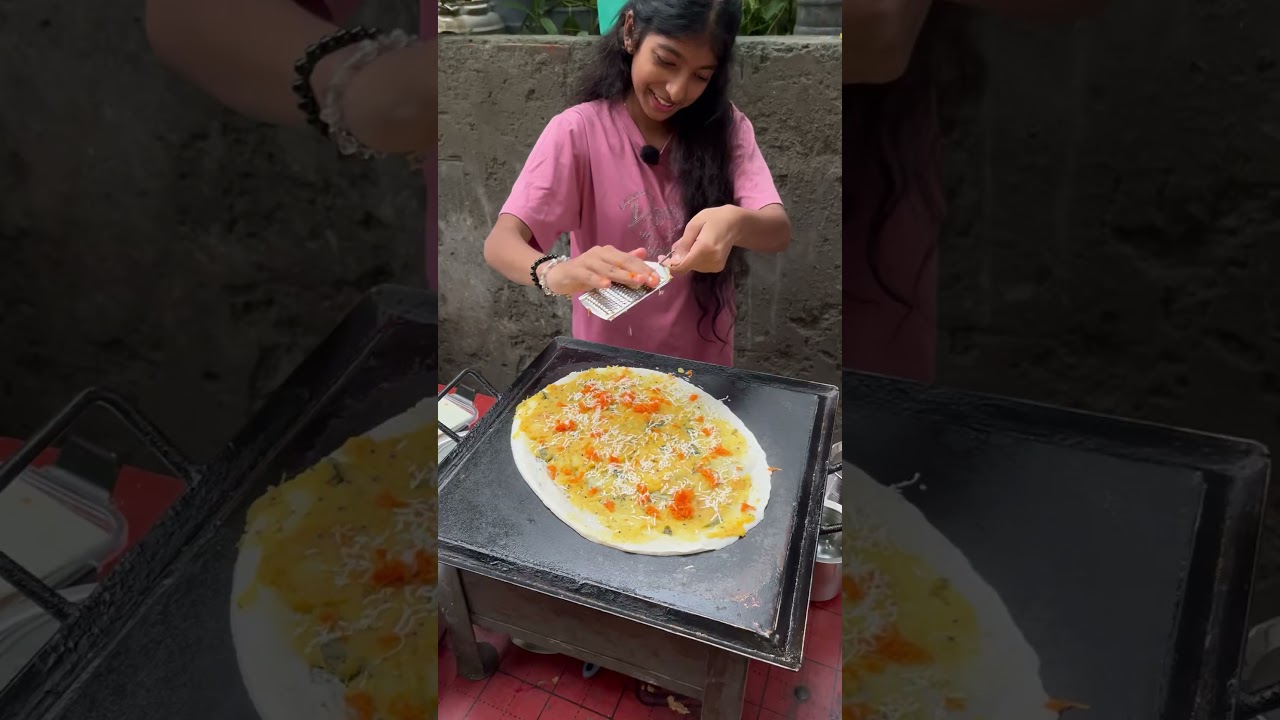 Cute girl selling dhosa #greatindianthali #food #specialthali #specialfood #foodie #streetfoodrecipe