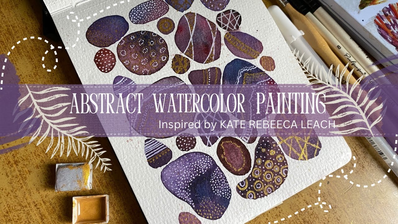 Relaxing Watercolor Stone Art with Golden Touch | Inspired by Kate Rebecca Leach