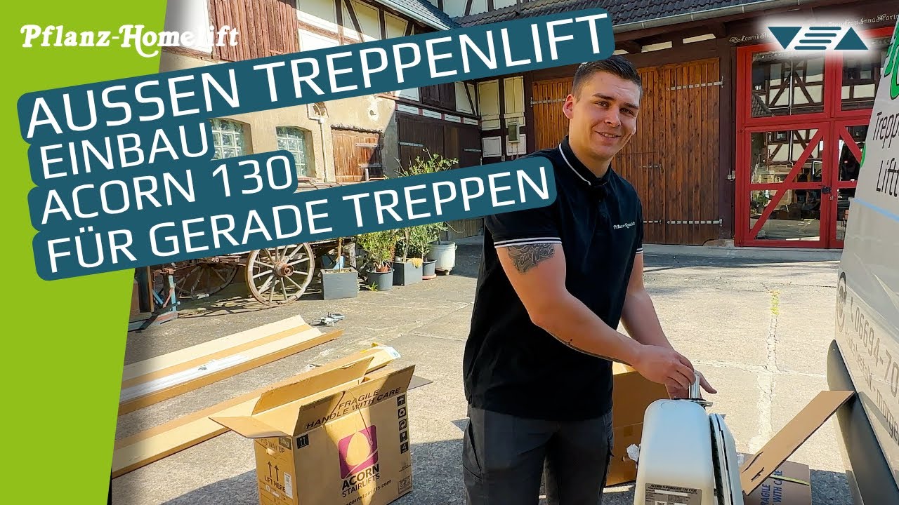 Acorn 130 Außen-Treppenlift Einbau ▽△ Für gerade Treppen im Außenbereich – sicher & wetterfest