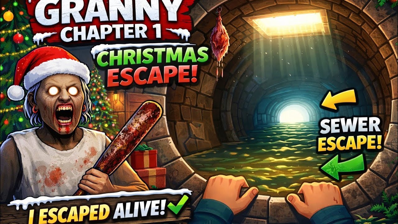 Granny Chapter 1 // Sewer Escape// Christmas Escape In Granny//