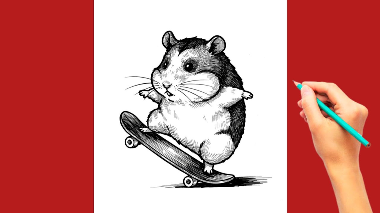 How to Draw a Cute Hamster on a Skateboard | Fun Pencil Sketch Tutorial