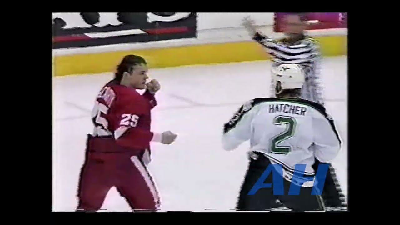 NHL Apr. 14, 1994 Derian Hatcher,DAL v Darren McCarty,DET Dallas Stars Detroit Red Wings
