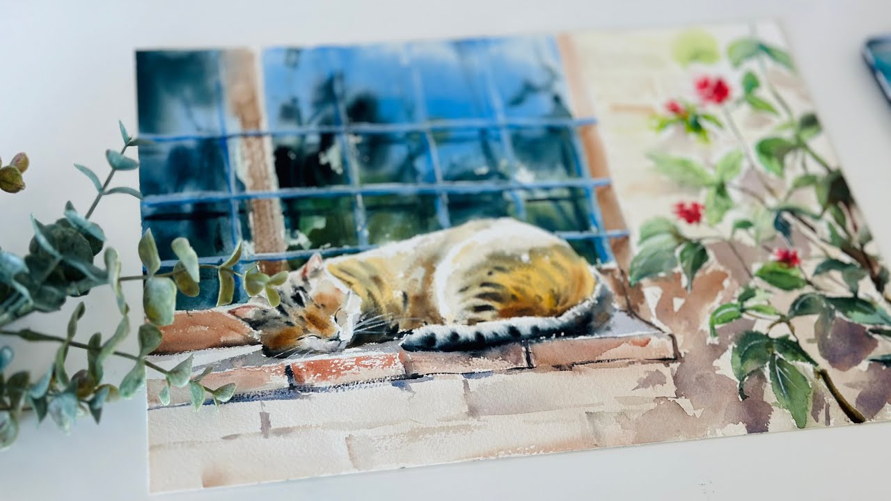 Sweet Dream - Paint a Cat Sleeping on Window