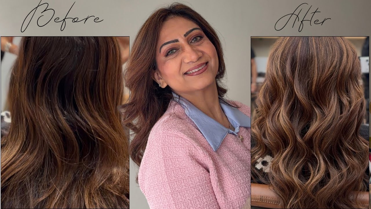 Elegant Hair Transformation | Highlights To Hide Grey Hair Colour With Face Framing #Thehopestory