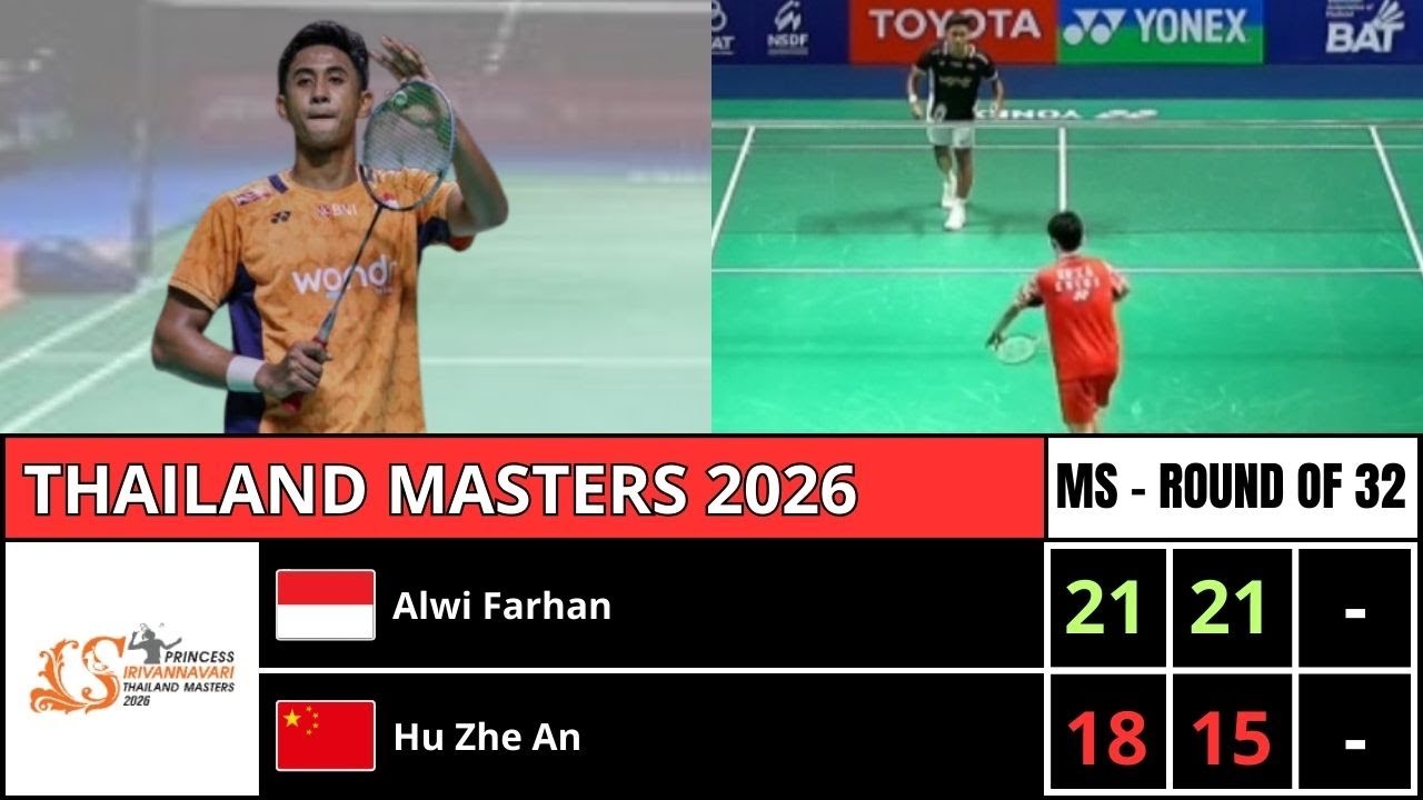 HU ZHE AN (CHN) VS ALWI FARHAN (INA) THAILAND MASTERS 2026 BADMINTON HIGHLIGHTS