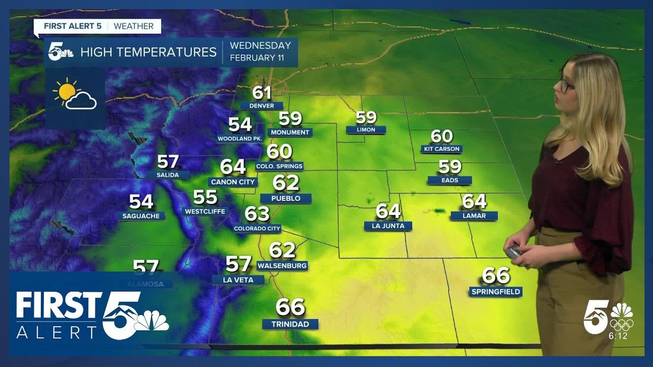 Boosting back up to the 50s and 60s on Wednesday with snow in the mountains