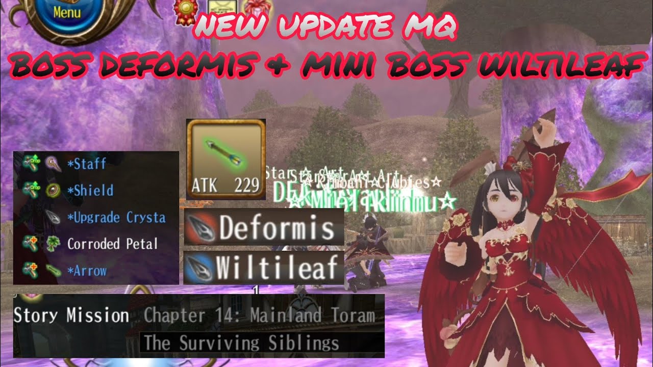 toram online - new update main quest (mq) boss deformis & mini boss wiltileaf review - yusagi