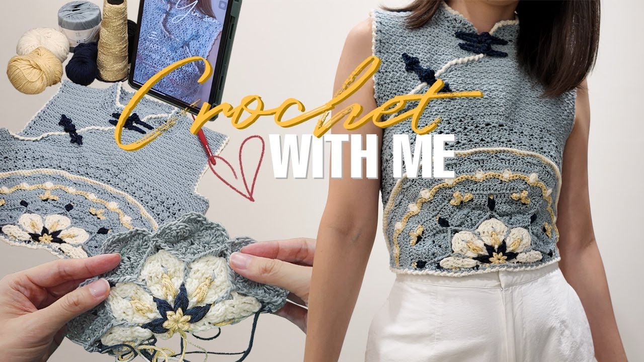 Crocheting a Cheongsam Top for the first time | Crochet Vlog ft. pattern by @__seratt