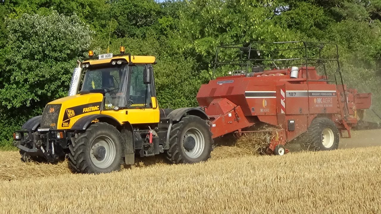 Harvest 2020 - Baling Straw with JCB Fastrac 3185 & Massey Ferguson 187