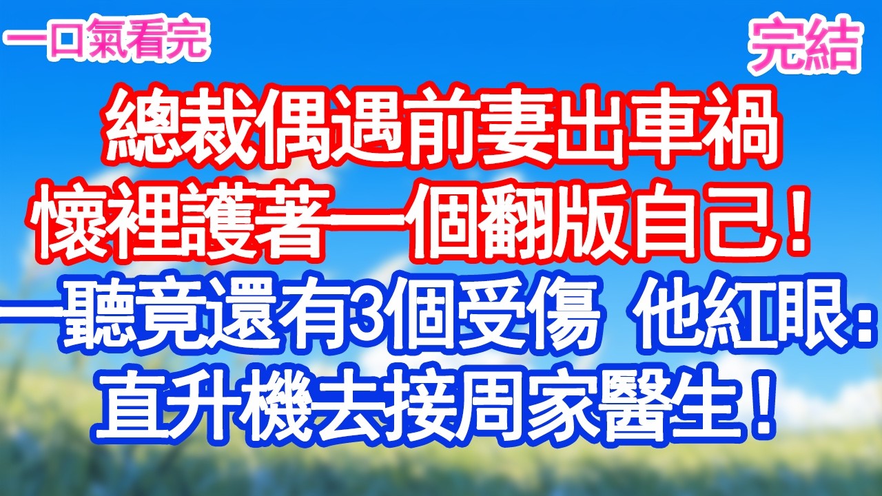 總裁偶遇前妻出車禍懷裡護著一個翻版自己！一聽竟還有3個受傷他紅眼怒吼：直升機去接周家醫生！#愛情#爽文#故事分享#小說