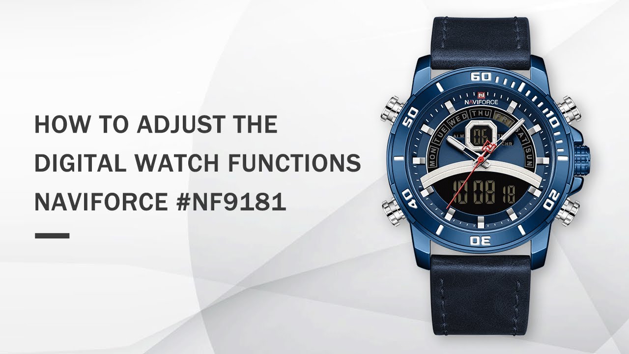 How to set the digital watch of NAVIFORCE Watch NF9181 multifunctional LED men's quartz watch