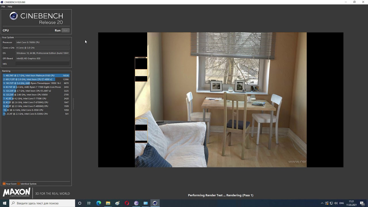 i5 7600 k Cinebench r20