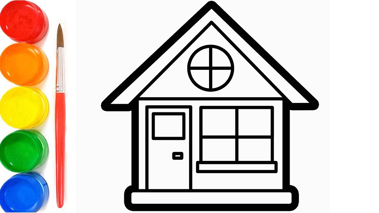 Cara Menggambar untuk anak Rumah Sederhana dan Mewarnai dengan Cat air