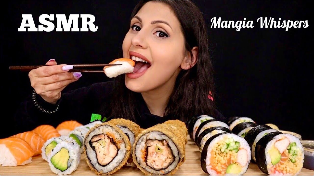 ASMR | EATING SUSHI! MUKBANG (WHIPSER) | MANGIA WHISPERS 먹방
