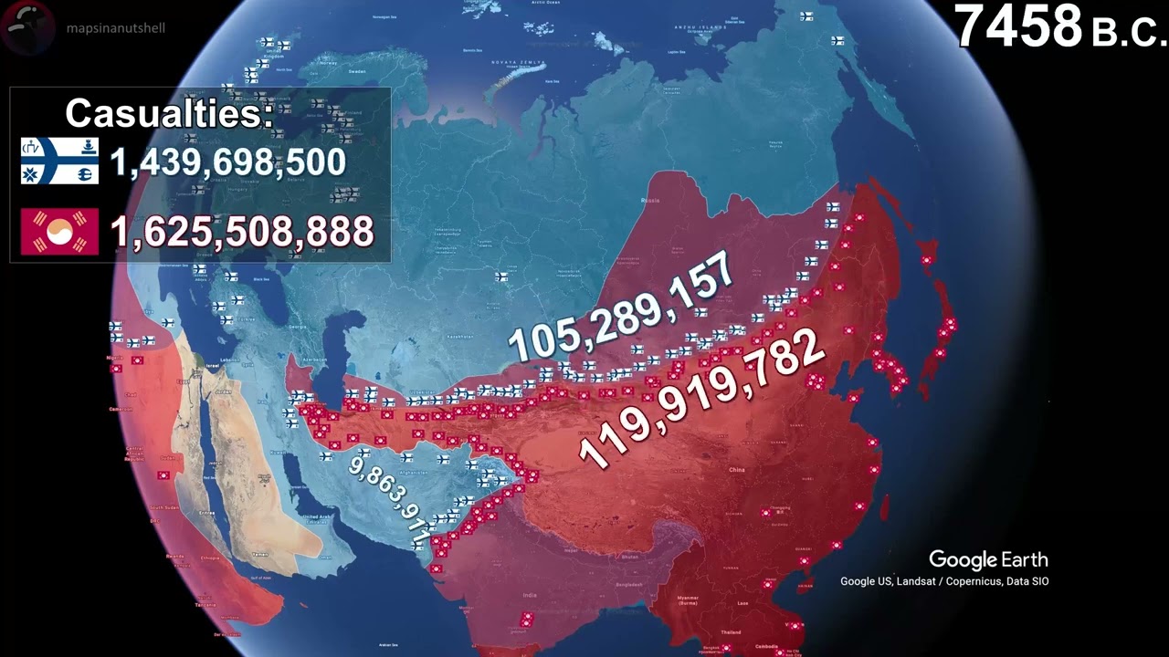 Finno-Korean Hyperwar in 1 minute using Google Earth
