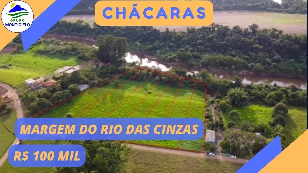 VENDEM-SE CHÁCARAS 2 MIL M2 ÀS MARGENS DO RIO CINZAS - R$ 100 MIL (C277)
