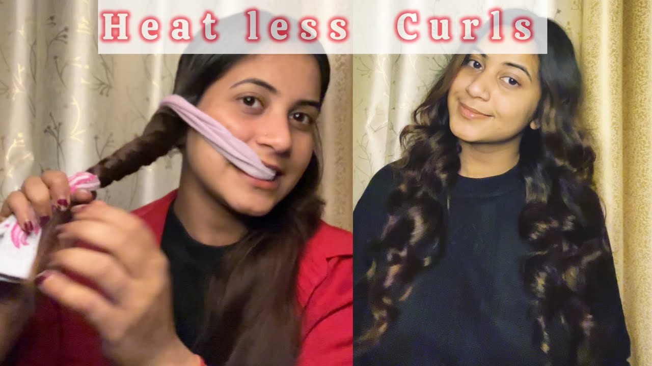 Heat less curls🙈🐣at home easy lazy to make ♥️😍#heatless #curls #athome #diy #longvideo #viral 