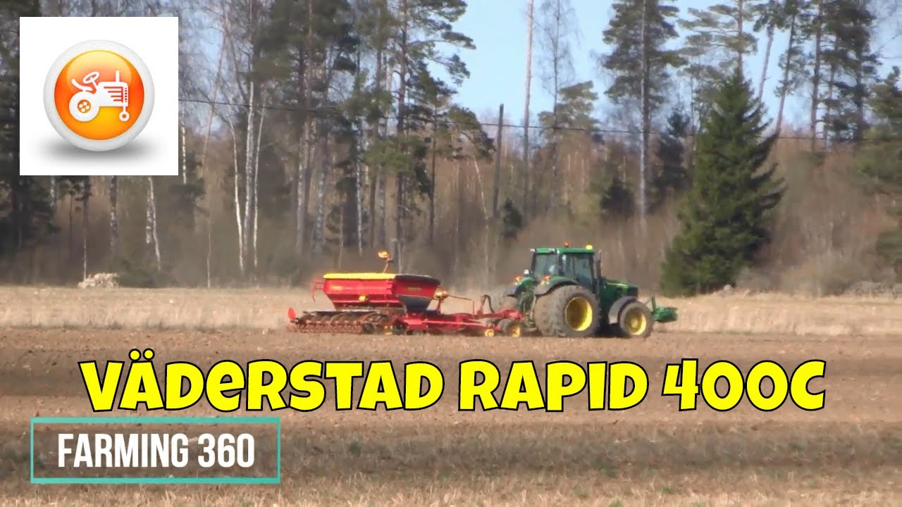Väderstad Rapid 400C seed drill in action with John Deere