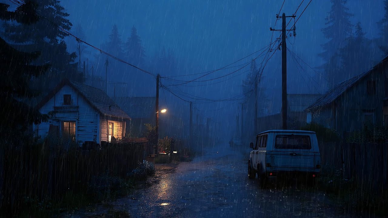 Soft Rain on Dark Wet Asphalt | Night Rain Sounds for Deep Relaxation