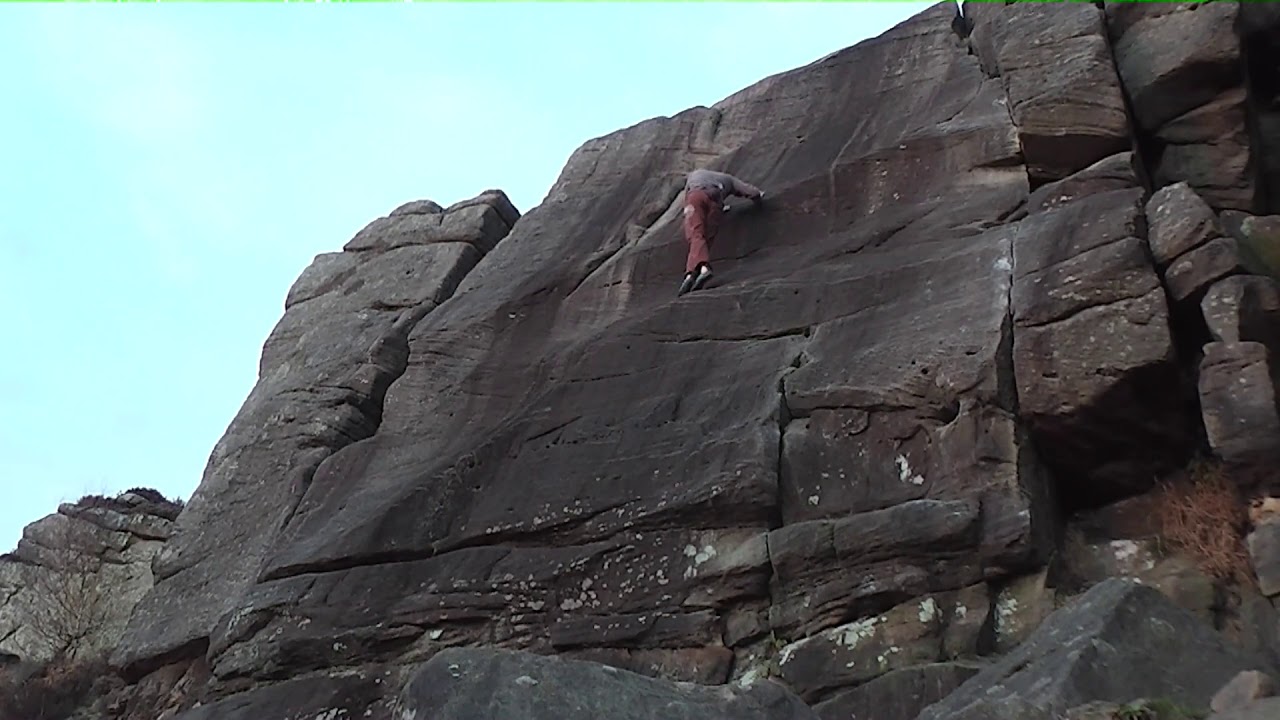 Sunset Slab HVS 4b solo at Froggatt