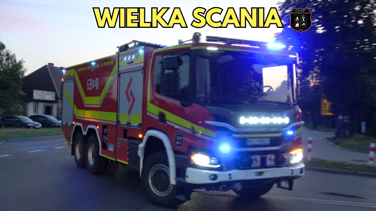 WIELKA 3-OSIOWA SCANIA DLA OSP PAPROTNIA! Powitanie wozu 639[M]48 GCBA 10/61 Scania P450/Szczęśniak