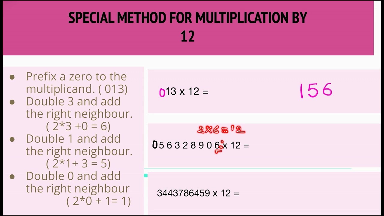  Special method for multiplication of any number by 11 & 12 ! 