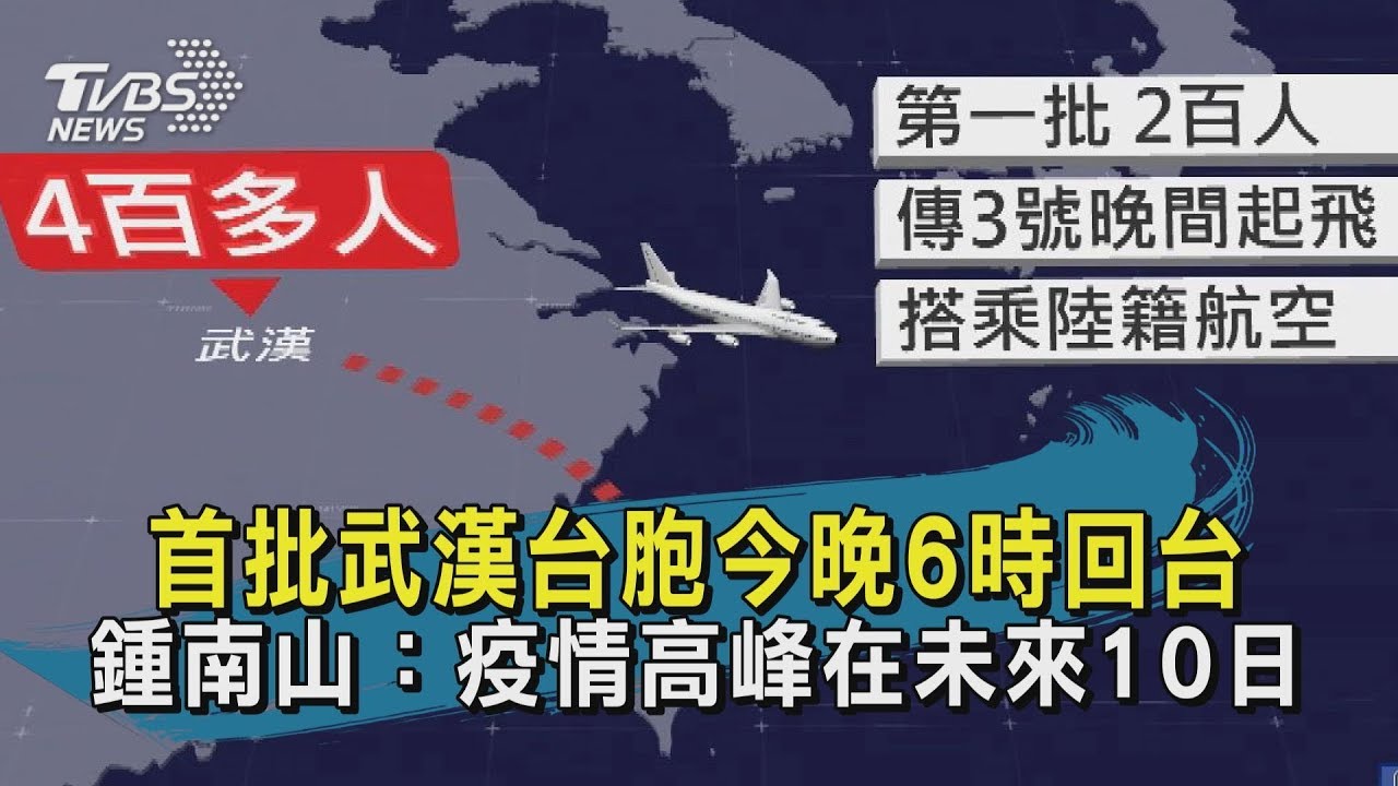 【TVBS新聞精華】20200203 首批武漢台胞今晚6時回台 鍾南山：疫情高峰在未來10日