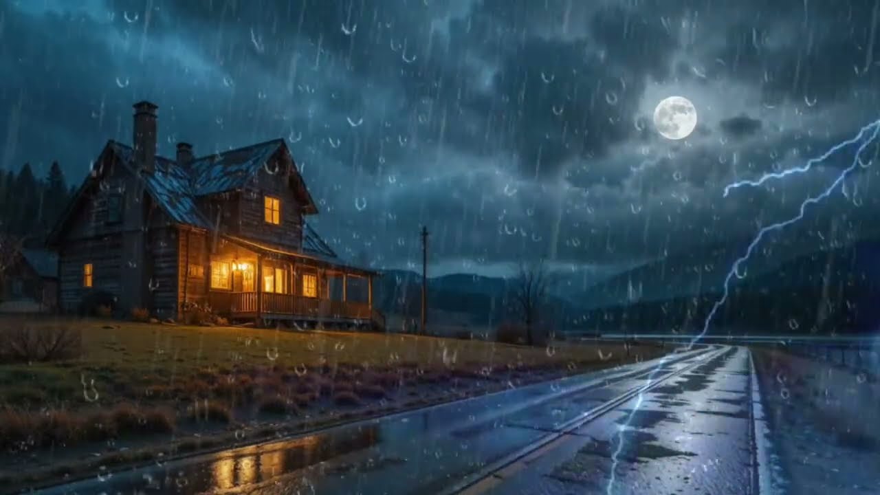 Cozy Heavy Rain & Thunderstorm Sounds for Deep Sleep 🌧️ Relaxing Rain Night