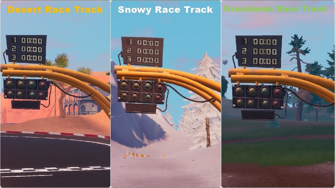 Complete a Lap of a Desert, Snowy & Grasslands Race Track Guide - Fortnite (Season 9)