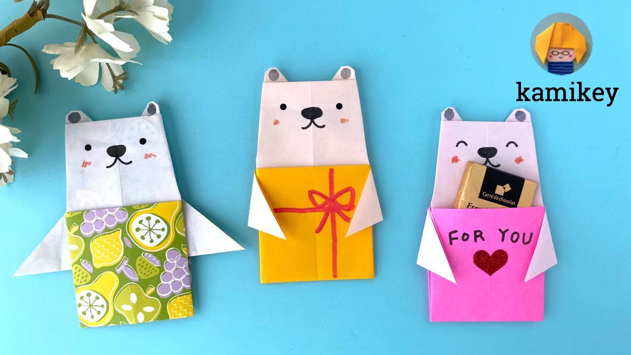 【折り紙】しろくまポケット Origami Polar Bear Pocket (カミキィ kamikey)