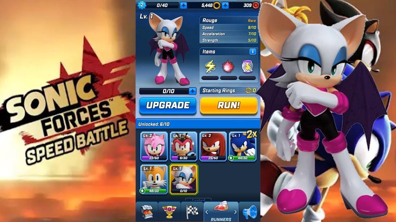 Sonic Forces Speed Battle - Rouge gameplay character (ios, android)