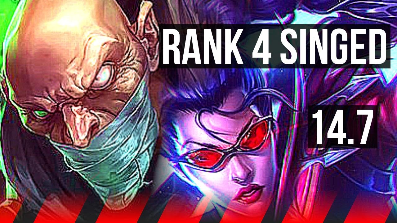 SINGED vs VAYNE (TOP) | Rank 4 Singed, 6 solo kills, 7/2/3 | KR Grandmaster | 14.7
