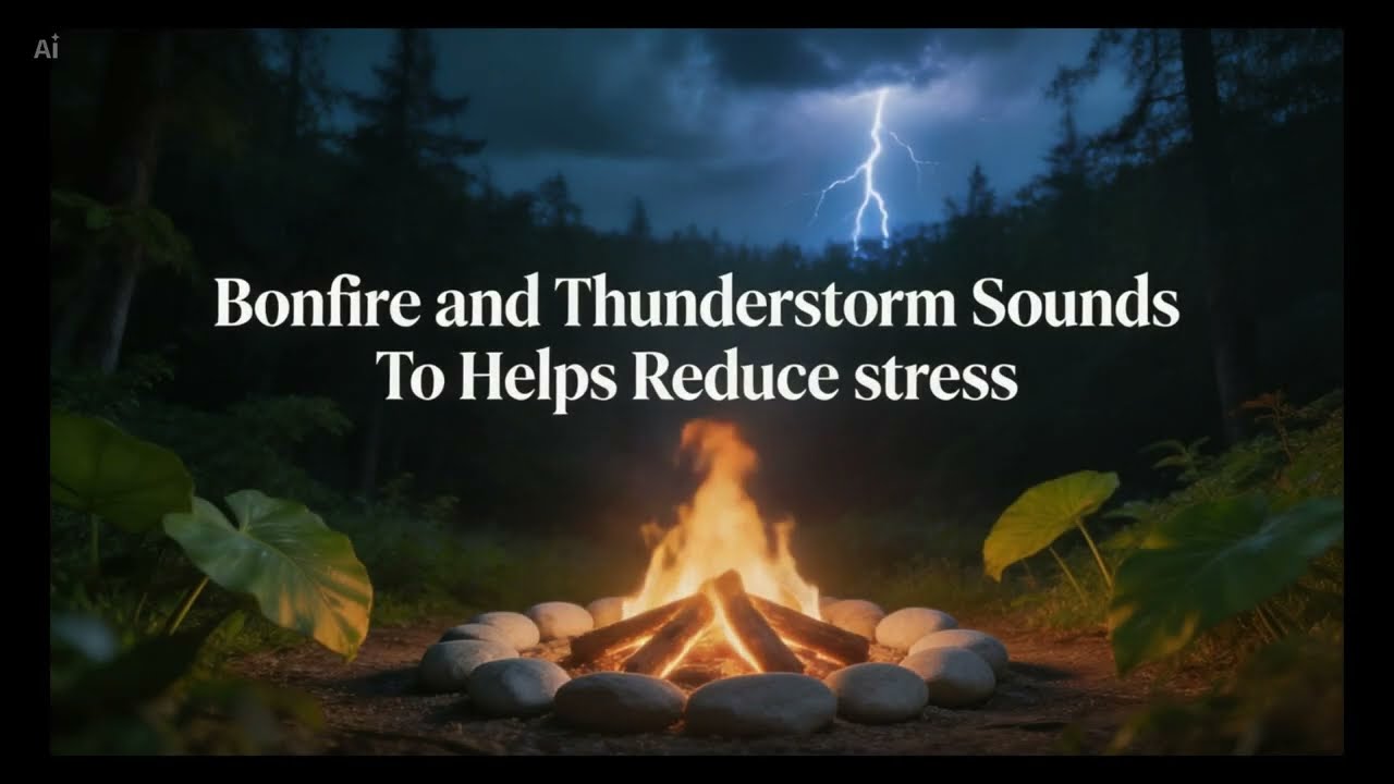 ⛈️🔥🌧️BONDFIRE AND THUNDERSTORM SOUNDS TO HELP REDUCE STRESS⛈️🔥🌧️