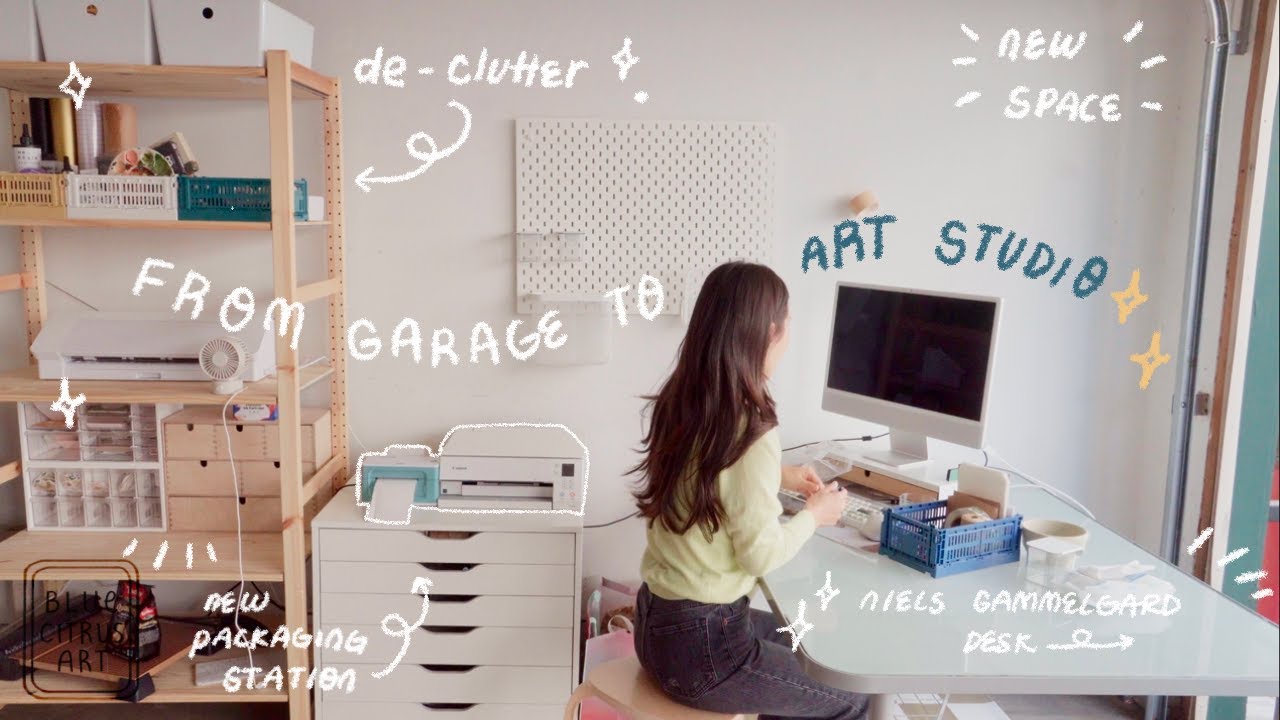 Flipping my garage into my Art Studio 🥖✨ Organization, Cozy Music!!