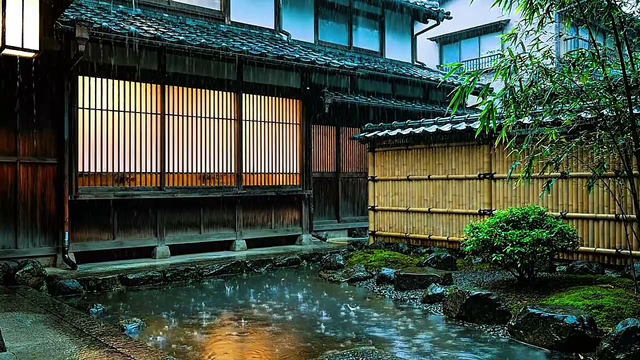 Cozy Kyoto japan Rain & Soft Thunder Healing Rain Sounds for Deep Sleep and Full Relaxation