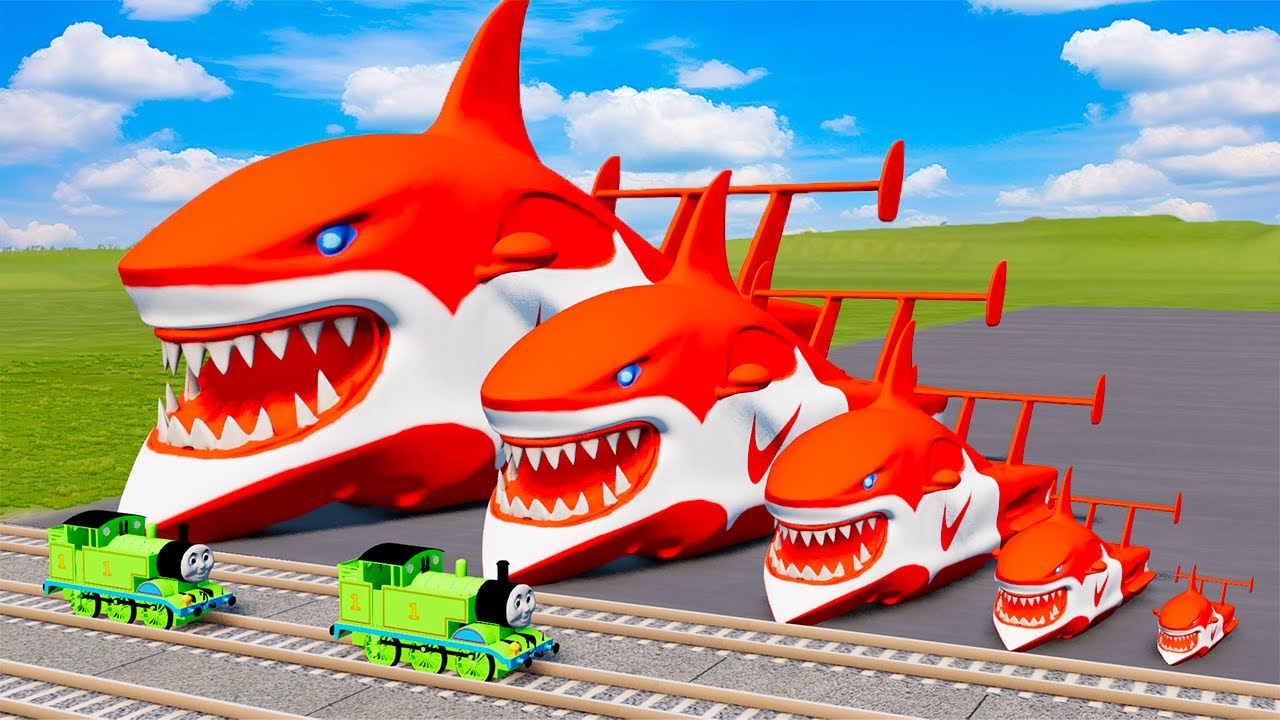 Big & Small Red Orcalero Orcala Monster Truck Lightning Mcqueen vs Thomas Train BeamNG.drive