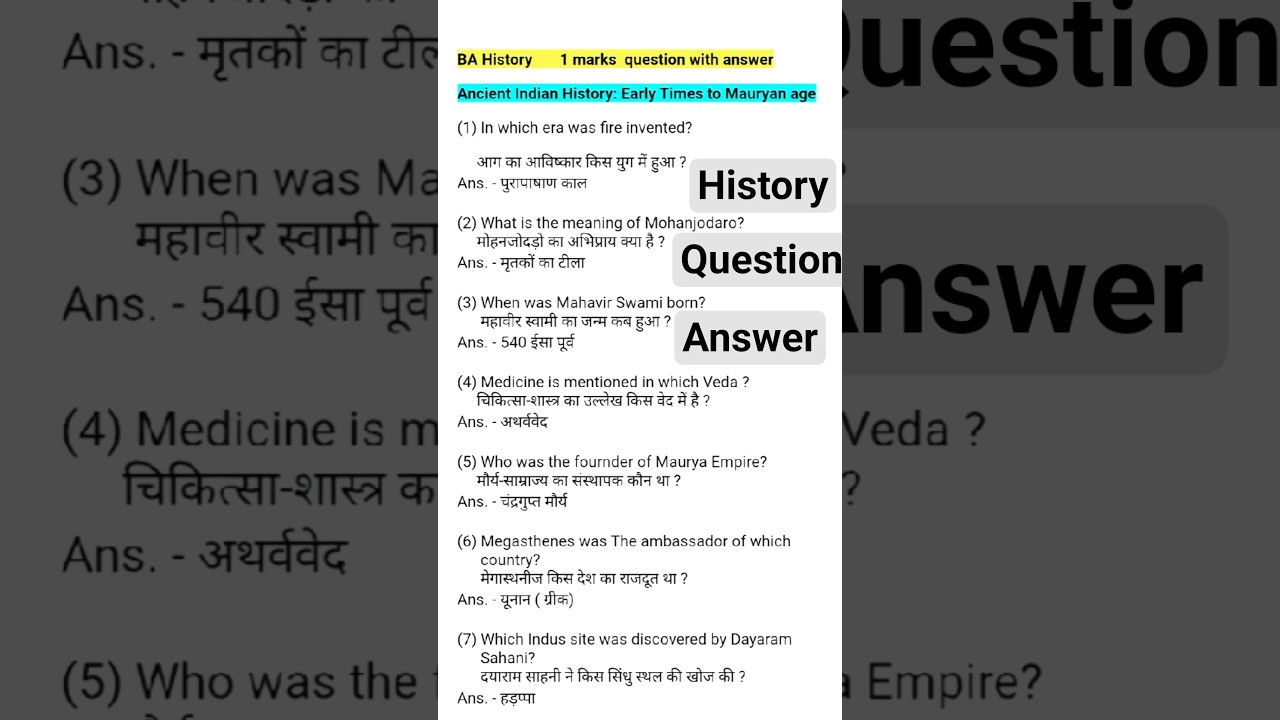 ba history 1st year question paper l #history #shorts