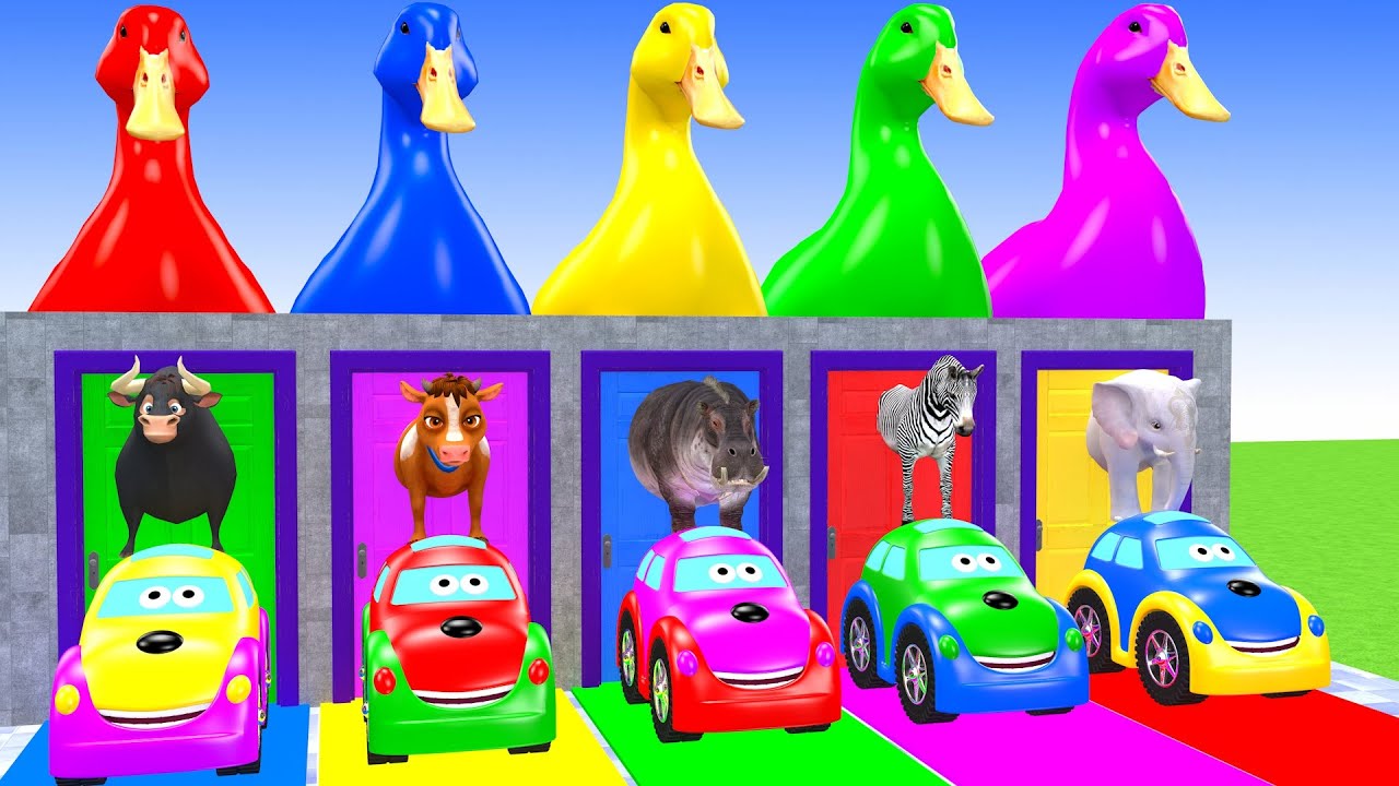 Long Slide Game With Elephant Bull Cow Zebra Hippopotamus 3d Animal Game Funny 3d Animals