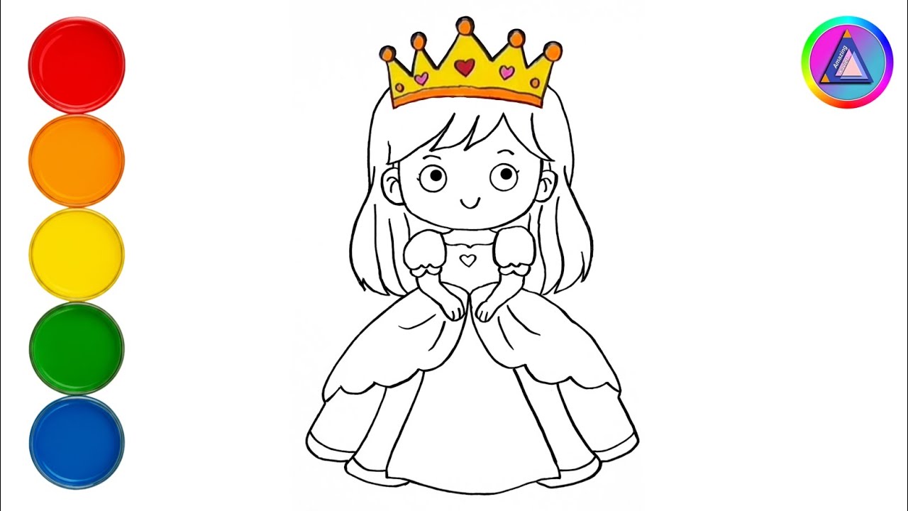 👑🎀 Drawing and Coloring Cute Princess for Kids | Easy Drawing #063