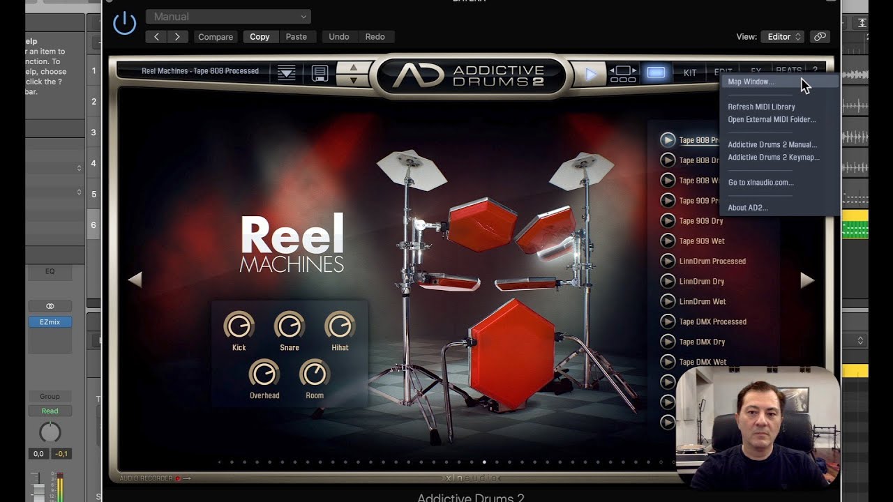 Instrumento Virtual - Reel Machines - Addictive Drums 2 (Overview). Lynndrum, Simmons, DMX, 808, 909